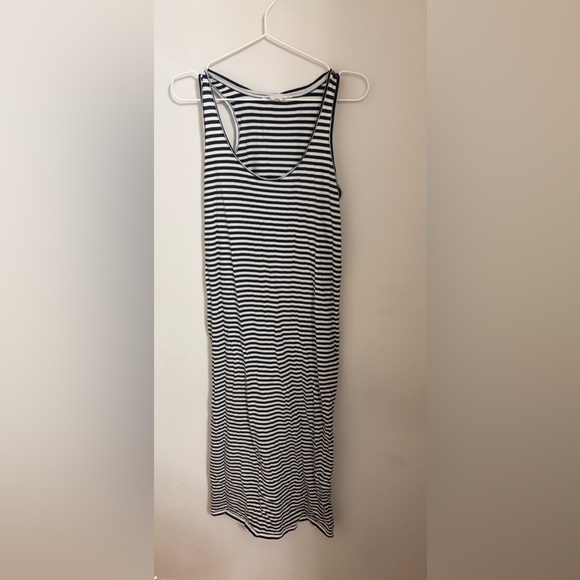 Everlane 100% Cotton Black + White Striped Midi Tank Dress, Size Small - Picture 3 of 5